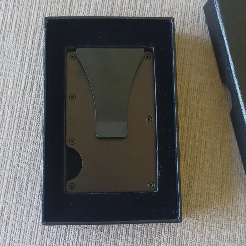 Slim Black Card Holder with Money Clip